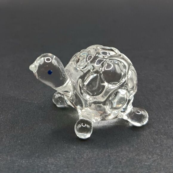 Miniature Clear Glass Turtle Tortoise Figurine 1" X .5" Great Gift - Picture 1 of 9